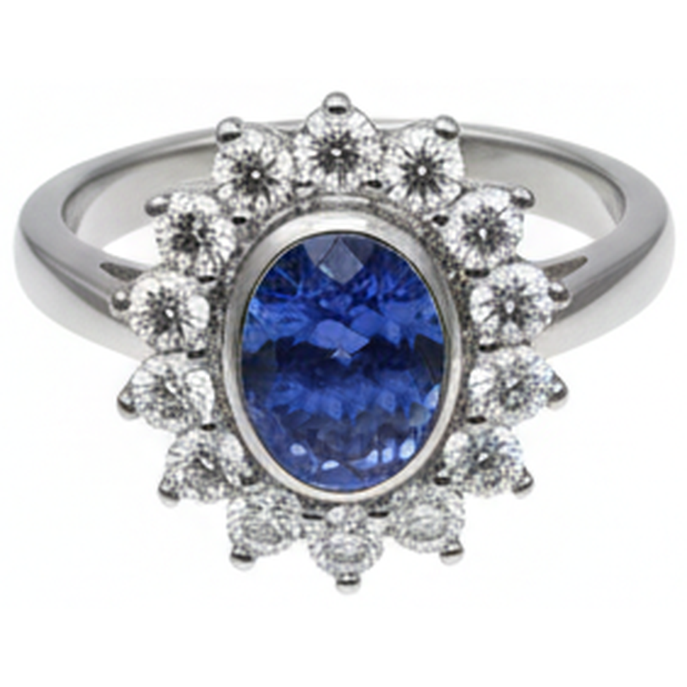 echter oval tansanit 3.30Karat ring Seitenansicht