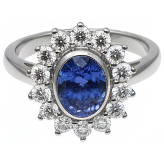 echter oval tansanit 3.30Karat ring Seitenansicht