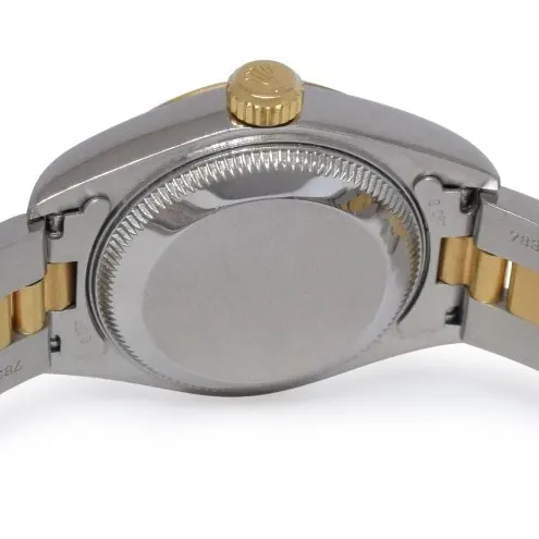 Lünette, weißes römisches Zifferblatt, Datejust Rolex-Uhr, Edelstahl und goldenes Armband