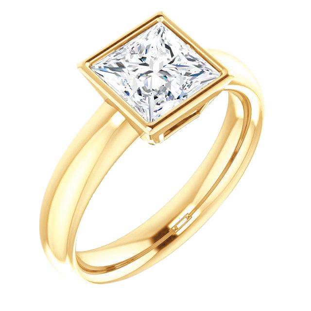 Lünetten-Set 2 Kt. Prinzessin Echt Diamant Solitaire Ring Gelbgold 14K