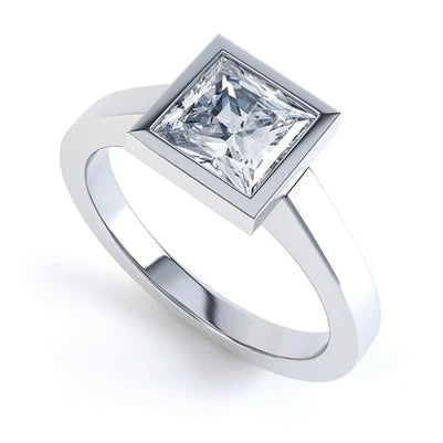 Lünetten-Set Princess Cut 2,50 Karat Echt Diamant-Jubiläums-Solitärring