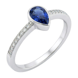 Lünettenfassung Royalblauer Saphir Edelstein-Ring 1 Karat – 14