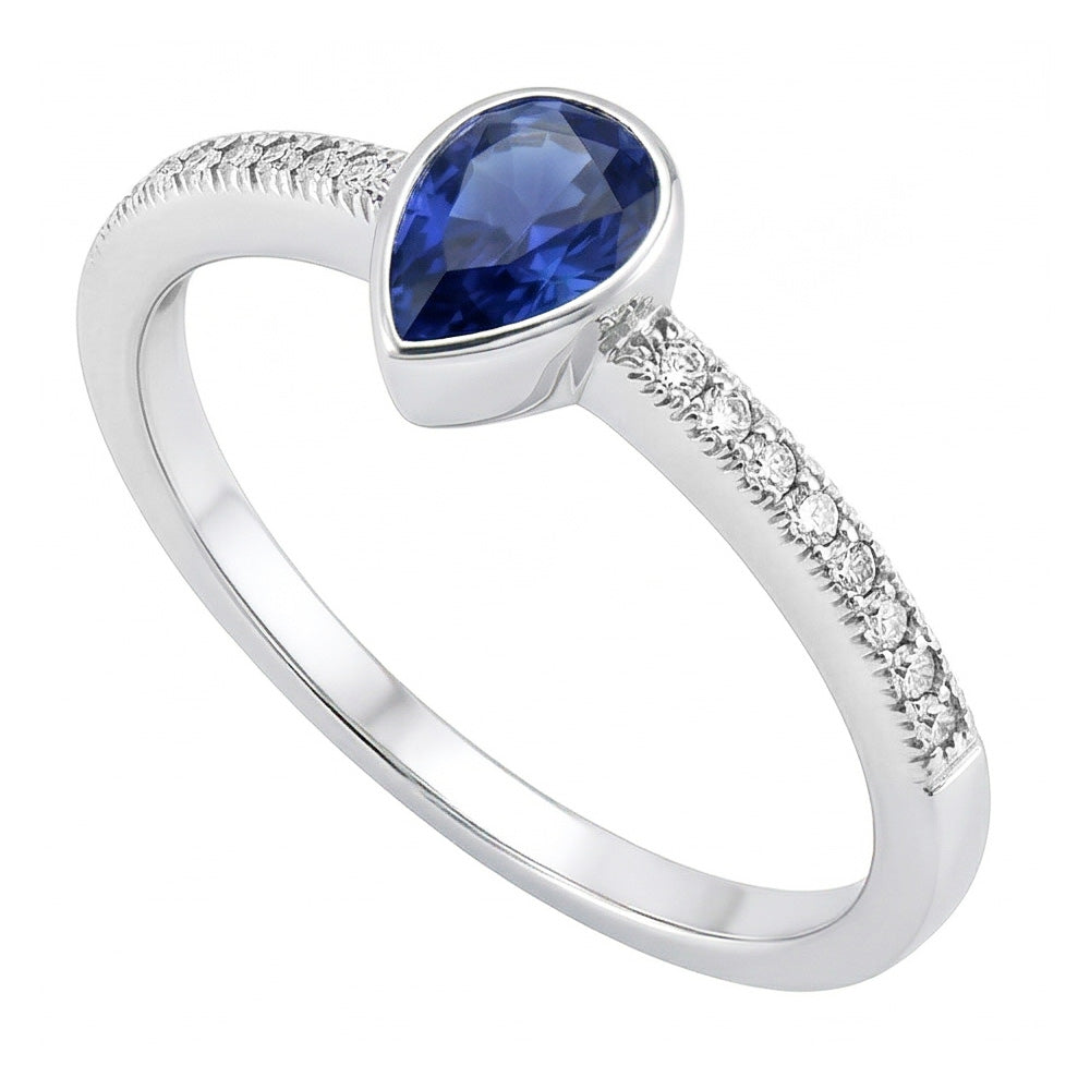 Lünettenfassung Royalblauer Saphir Edelstein-Ring 1 Karat – 14