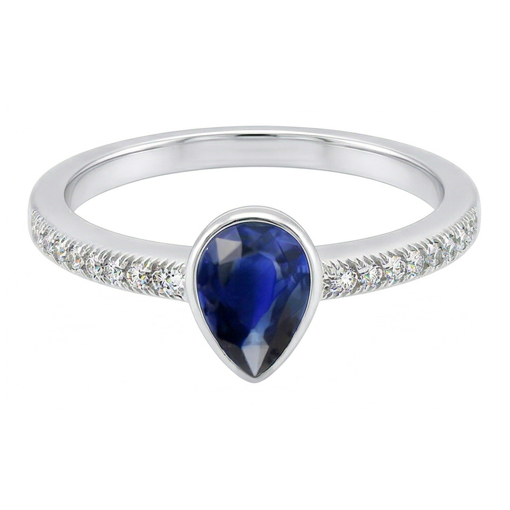 Lünettenfassung Royalblauer Saphir Edelstein-Ring 1 Karat – 14