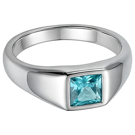 Luxuriöser Neon Paraiba Herrenring – 1 Karat 14K Weißgold