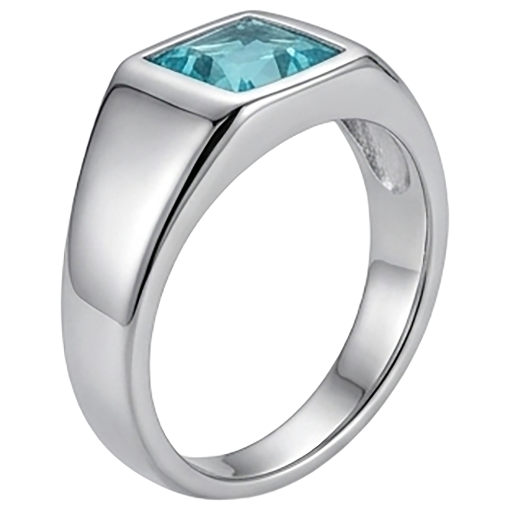 Luxuriöser Neon Paraiba Herrenring – 1 Karat 14K Weißgold