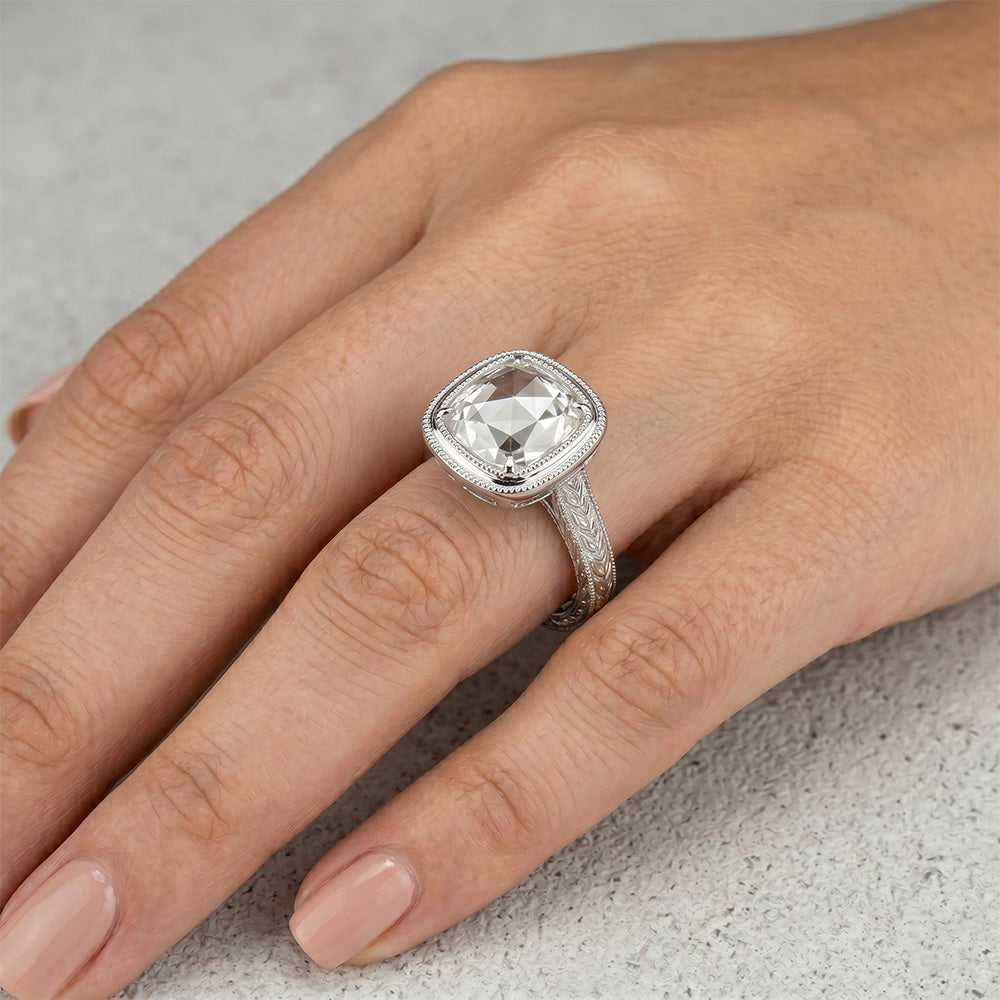 Luxuriöser Rosen-Schliff Edler Diamant Halo-Ring – 3,25 Karat