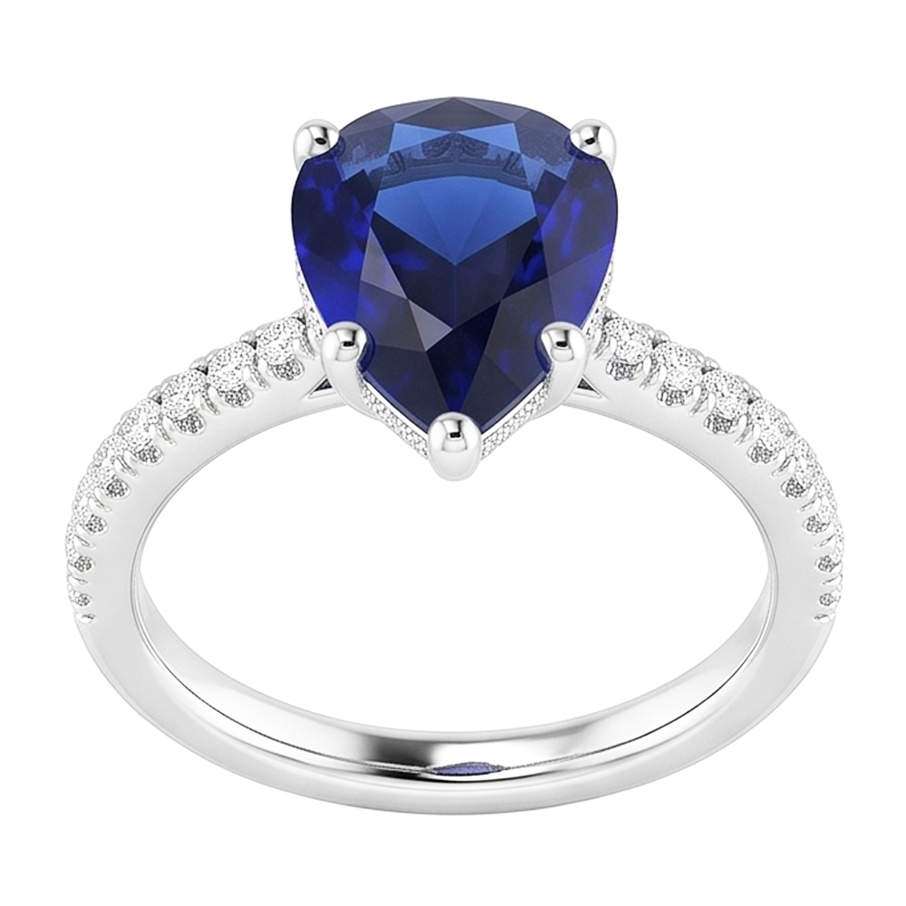 Luxuriöser Royalblauer Saphir Farbstein-Ring – 2 Karat 14K