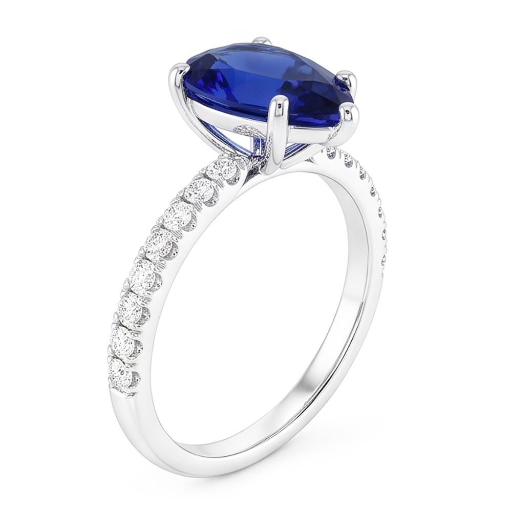 Luxuriöser Royalblauer Saphir Farbstein-Ring – 2 Karat 14K