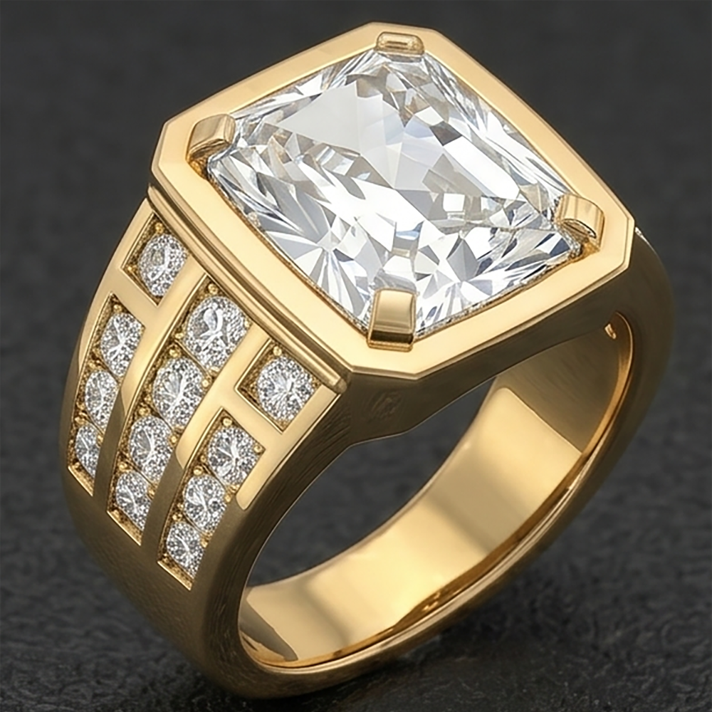 Männer-Ring 10K White Gold – Brillant Radiant 10 Karat