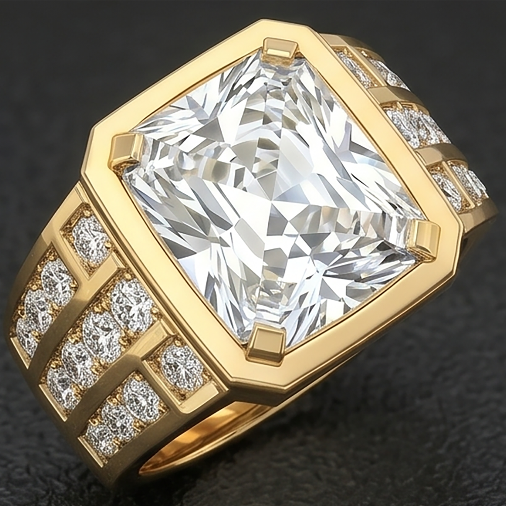 Männer-Ring 10K White Gold – Brillant Radiant 10 Karat
