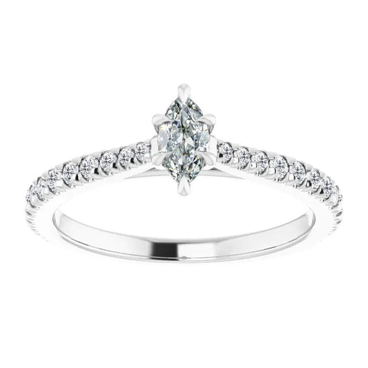 Marquise Altschliff Echt Diamantring mit Akzenten 6 Krappen Set 3.50 Karat
