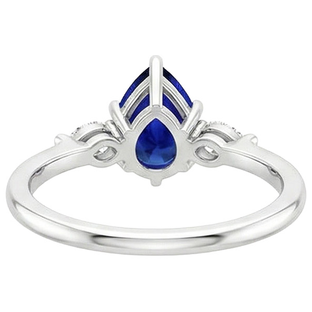 Marquise Aus der Erde Abgebauter Natürlicher Diamant Three Stone Ring Birne Ceylon Saphir 3 Karat