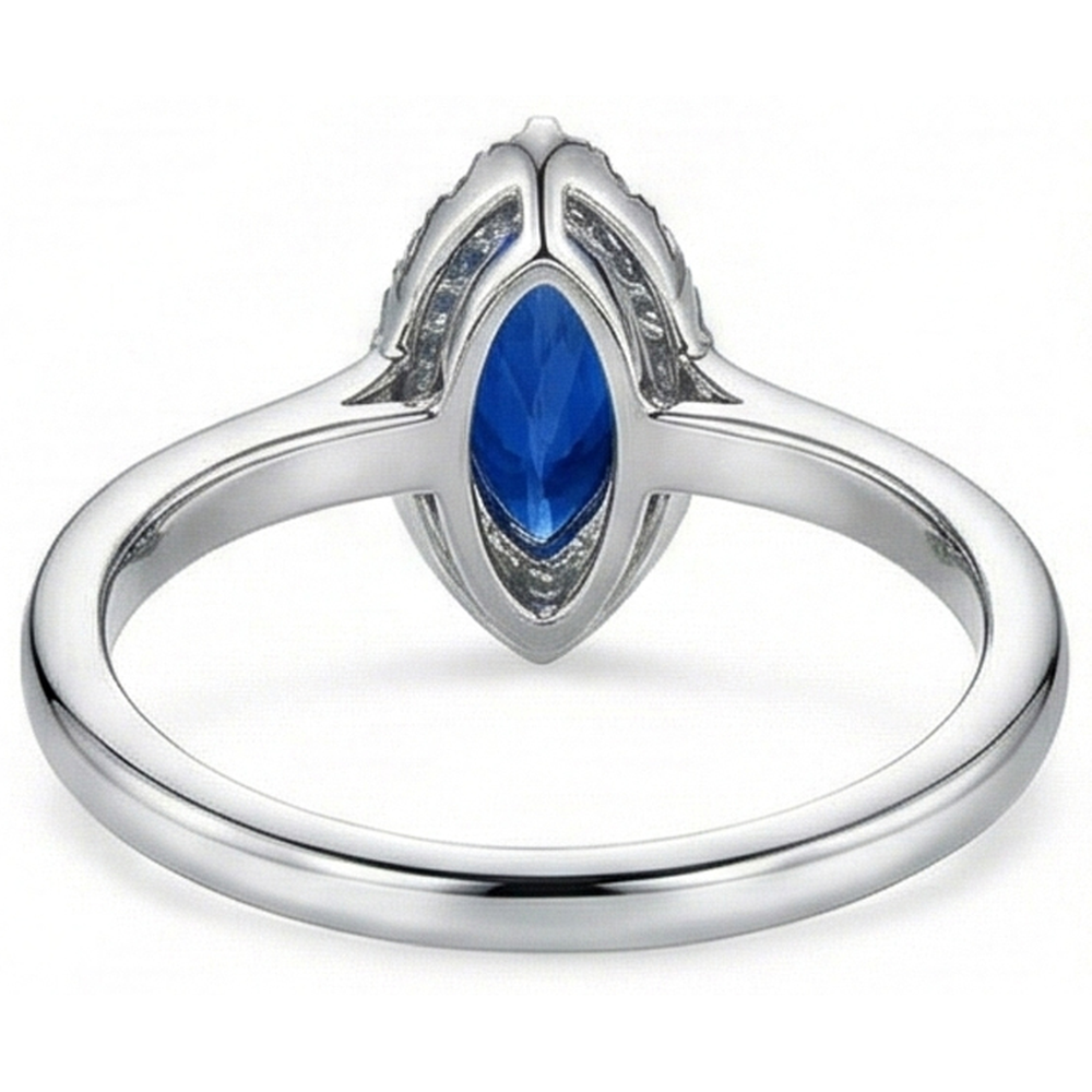 echter marquise saphir 1.25Karat ring auf Weiß