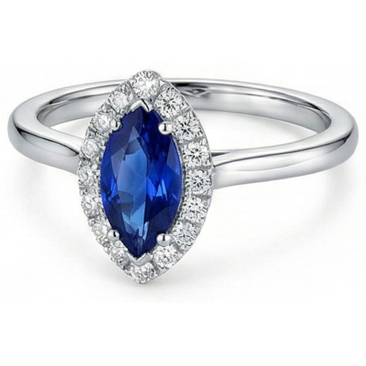echter marquise saphir 1.25Karat ring Vorderansicht