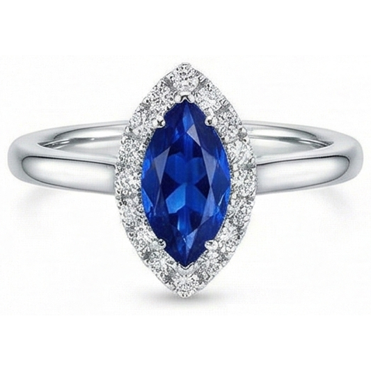 echter marquise saphir 1.25Karat ring Seitenansicht