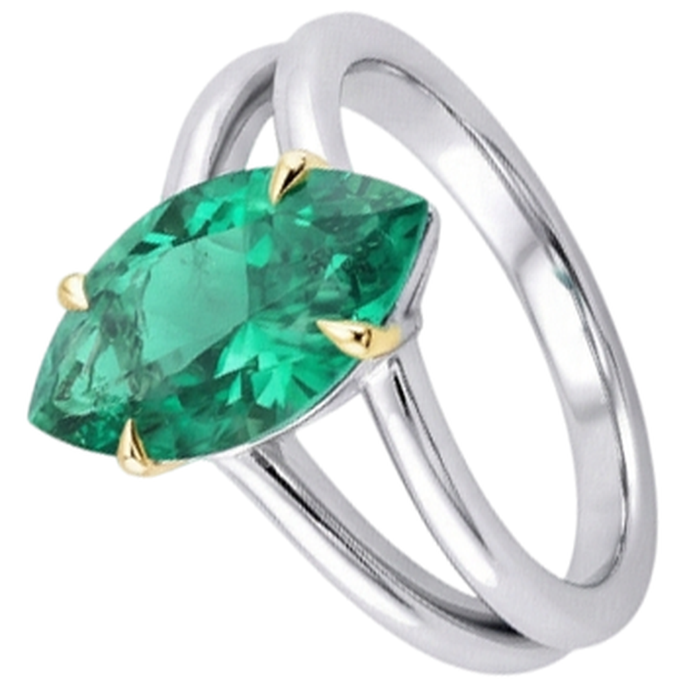 Authentischer Smaragd Schmuckstein-Ring – Seitenansicht