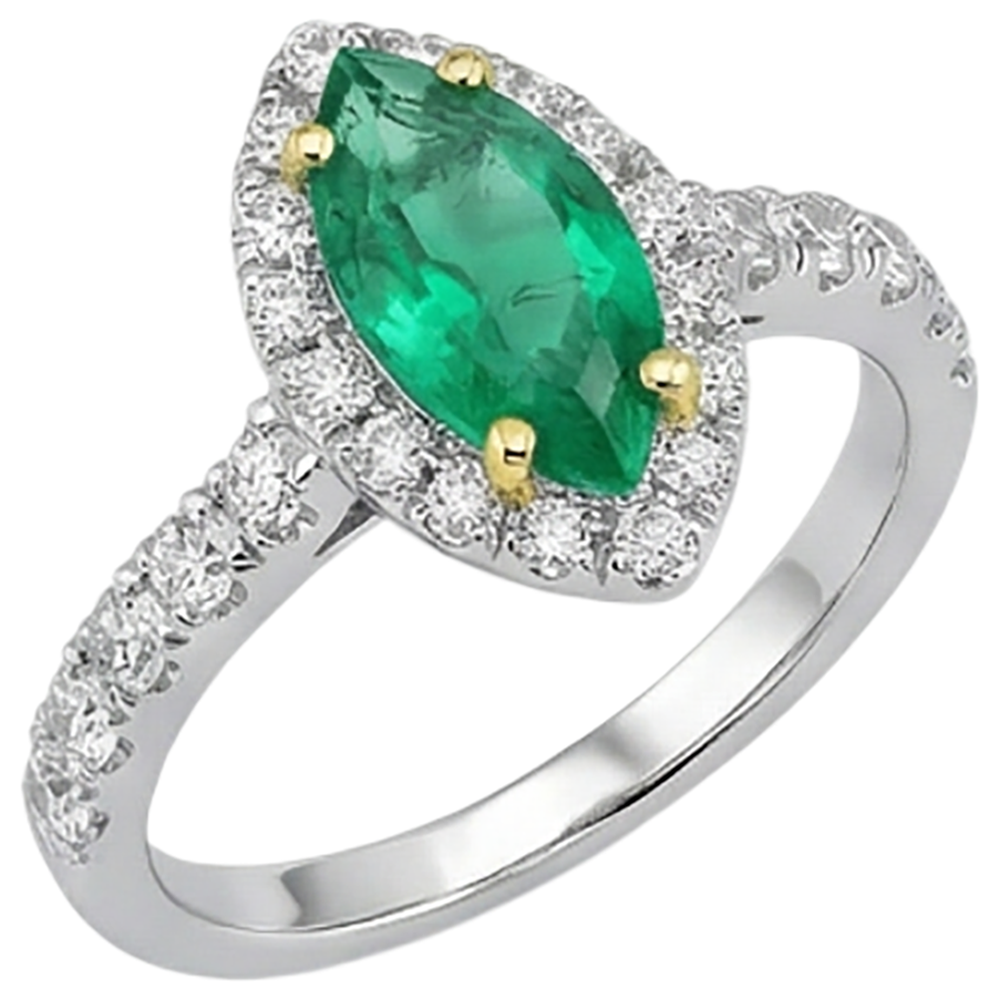 Authentischer Smaragd Edelstein-Ring – Schrägansicht