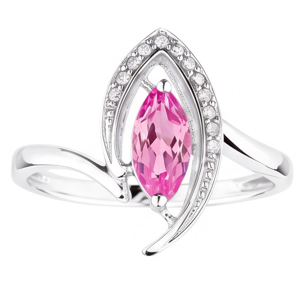 Marquise Cut Pink Saphir Aus der Erde Abgebauter Natürlicher Diamant Ring 1,75 Karat Edelsteinschmuck