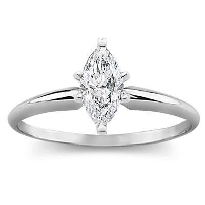 Marquise Cut Solitaire 1 Karat Echt Diamantring Weißgold 14K