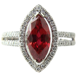 Marquise Form Roter Rubin & Aus der Erde Abgebauter Natürlicher Diamant Ring 4.50 Karat Weißgold Schmuck