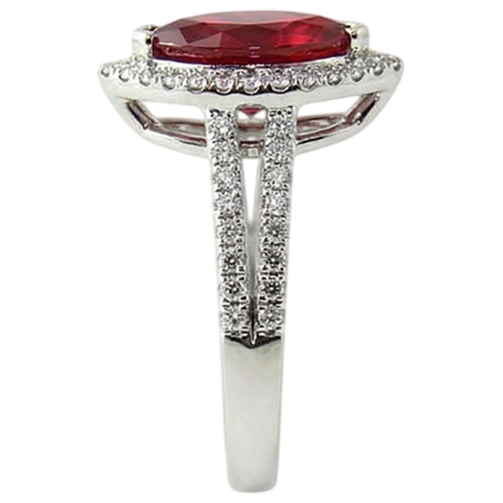 Marquise Form Roter Rubin & Aus der Erde Abgebauter Natürlicher Diamant Ring 4.50 Karat Weißgold Schmuck
