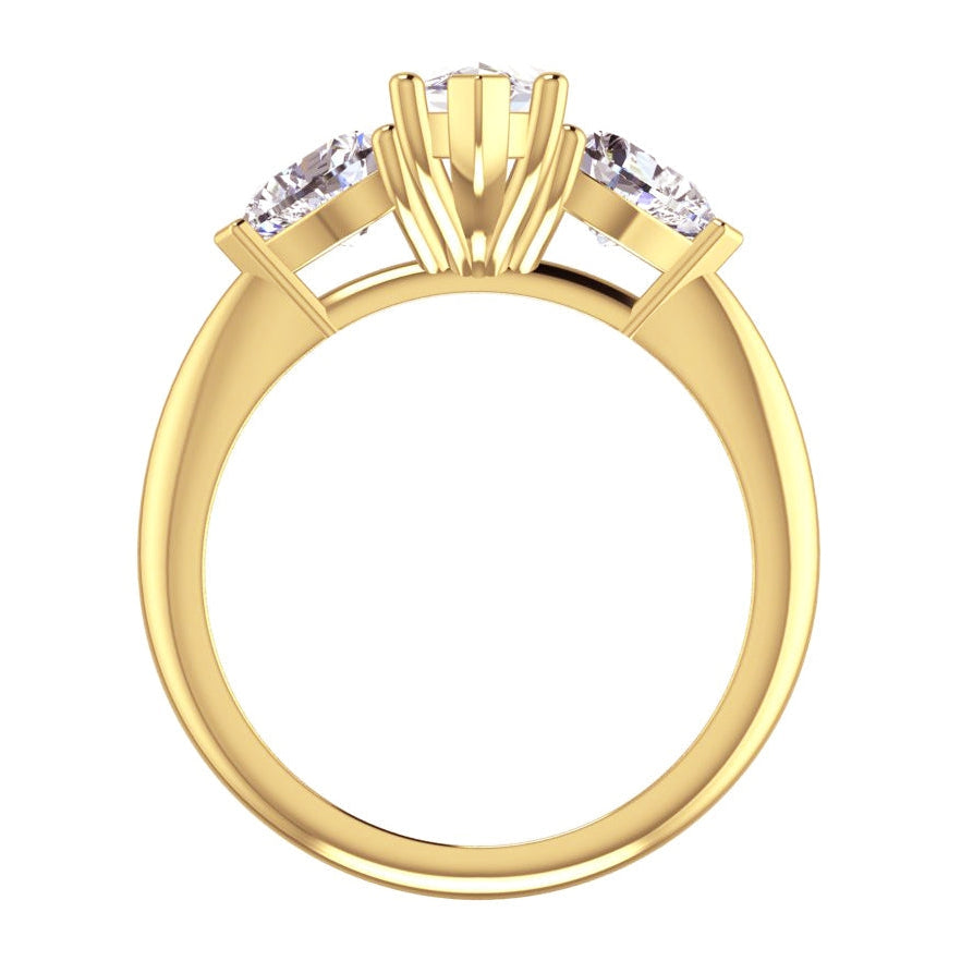 Marquise & Herzdiamant 3-Stein-Ring & Natürlich Goldband 3 Karat