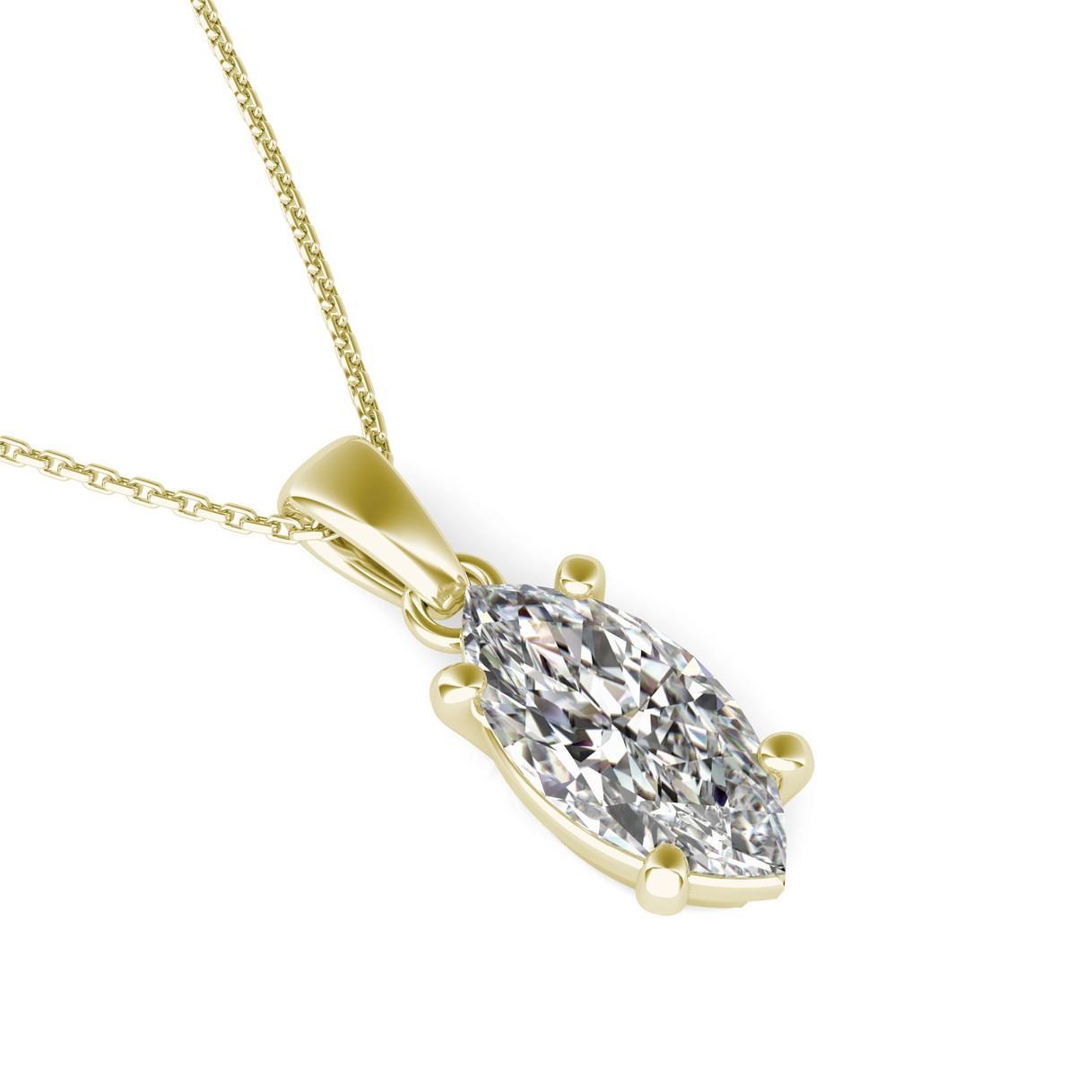 Marquise Natürliche Diamant Anhänger Halskette 2,50 Karat 14K Gelbgold