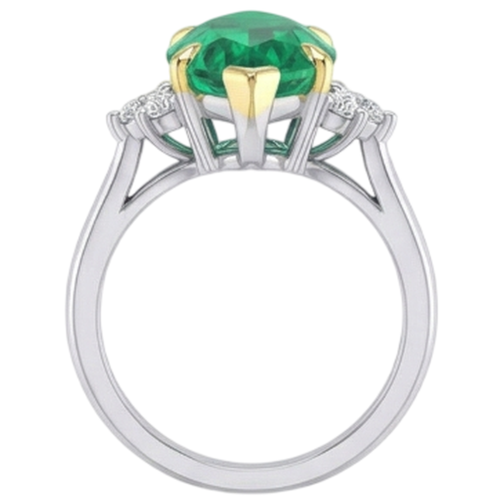 Kolumbianischer Smaragd Marquise Schmuckstein-Ring in Bicolor 14K Gold – Rückansicht