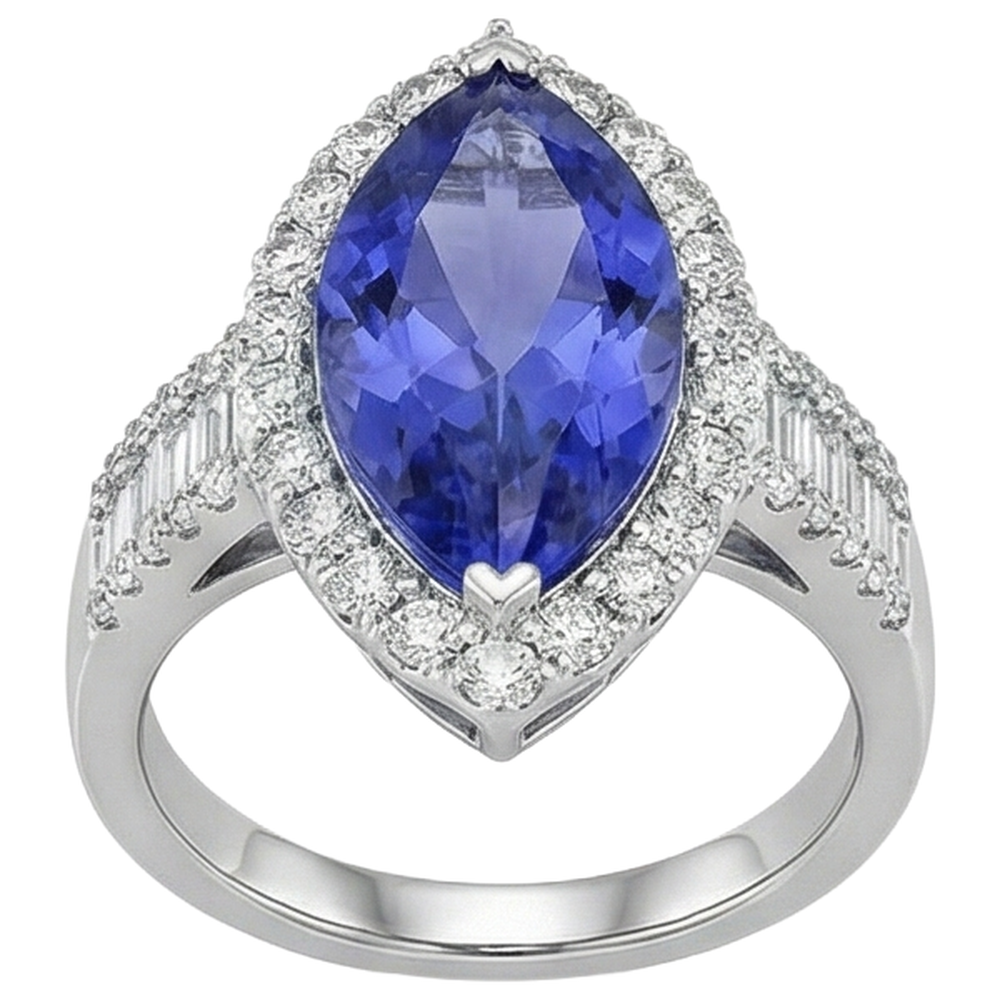 echter marquise tansanit 17.25Karat ring Detailansicht