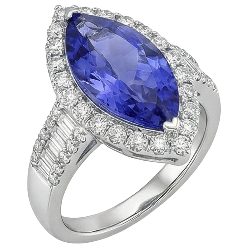 echter marquise tansanit 17.25Karat ring Draufsicht