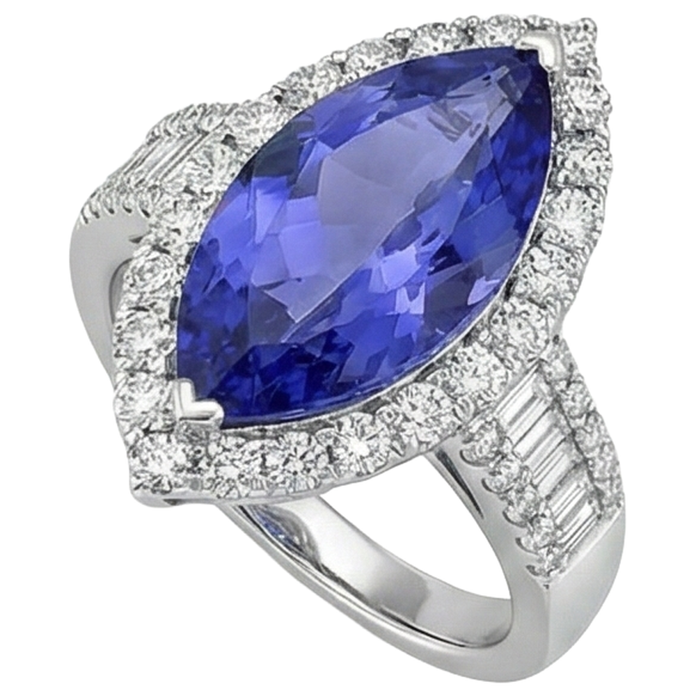echter marquise tansanit 17.25Karat ring Profilansicht