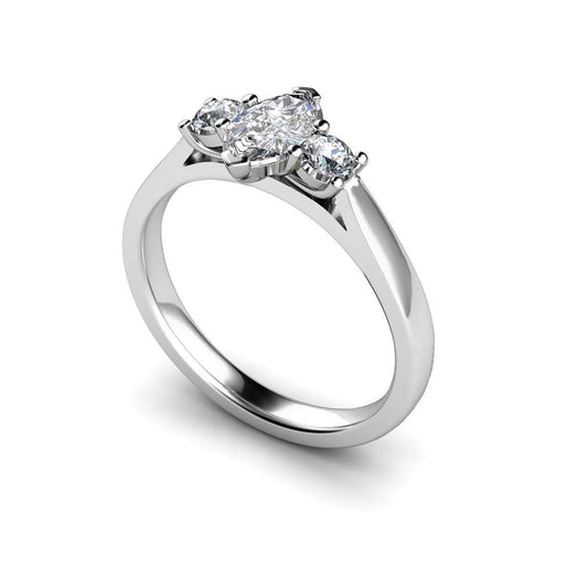 Marquise Und Rund Schliff 1,55 ct Natürliche Diamanten Ring Drei Steine