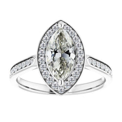 Echter Antik-Kissen-Schliff Brillant Solitär-Ring mit Akzenten