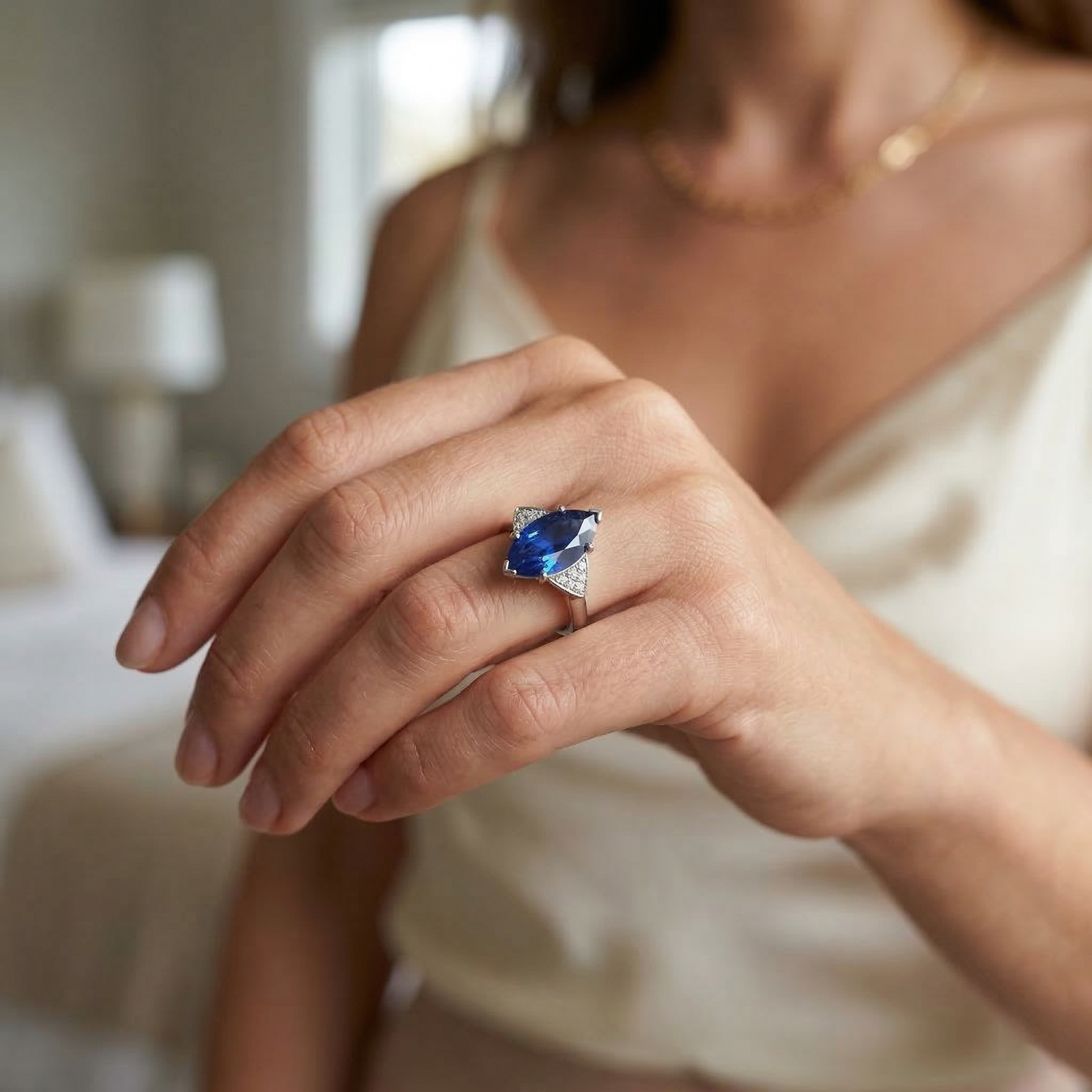 echter marquise diamant 5.50Karat ring auf Weiß