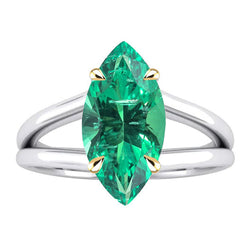 Zweifarbiges 14K Gold GIA-Zertifiziert Smaragd Schmuckstein-Ring