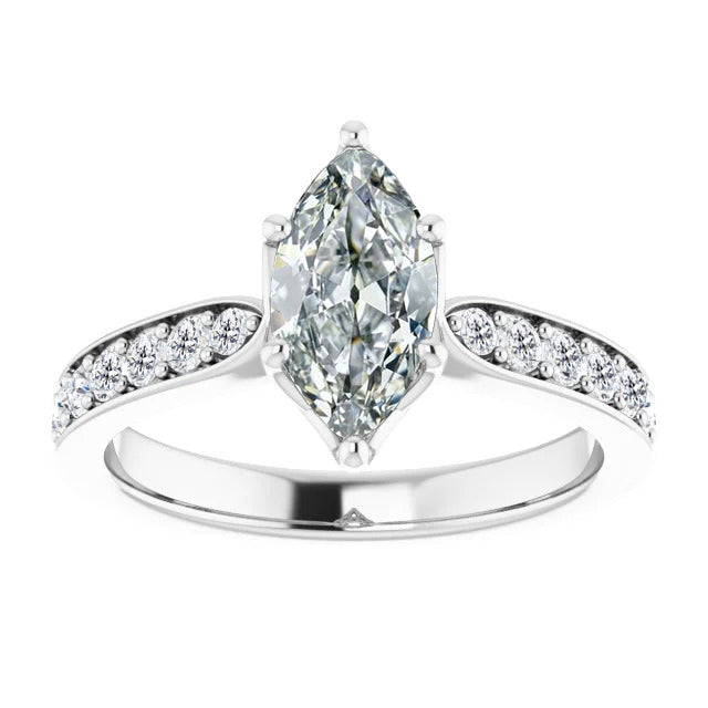 Naturreiner Edler Diamant Akzent-Solitär-Ring 1 Karat 14 Karat Weißgold – Hauptansicht