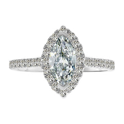 Halo-Fassung Ring 14 Karat Weißgold – Brillant Marquise 2,50