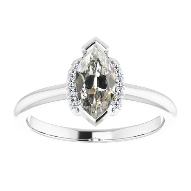 Echter Diamant Halo-Verlobungsring 1 Karat 14K Weißgold – Hauptansicht