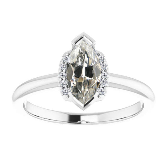 Echter Diamant Halo-Verlobungsring 1 Karat 14K Weißgold – Hauptansicht