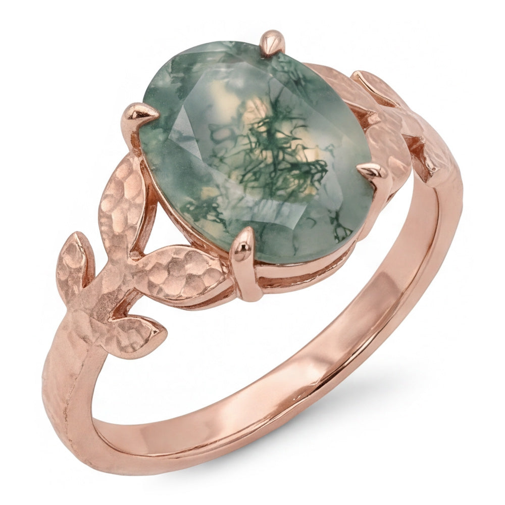 Maßgefertigter 4,0-Karat Dendritic Agate Schmuckstein-Ring