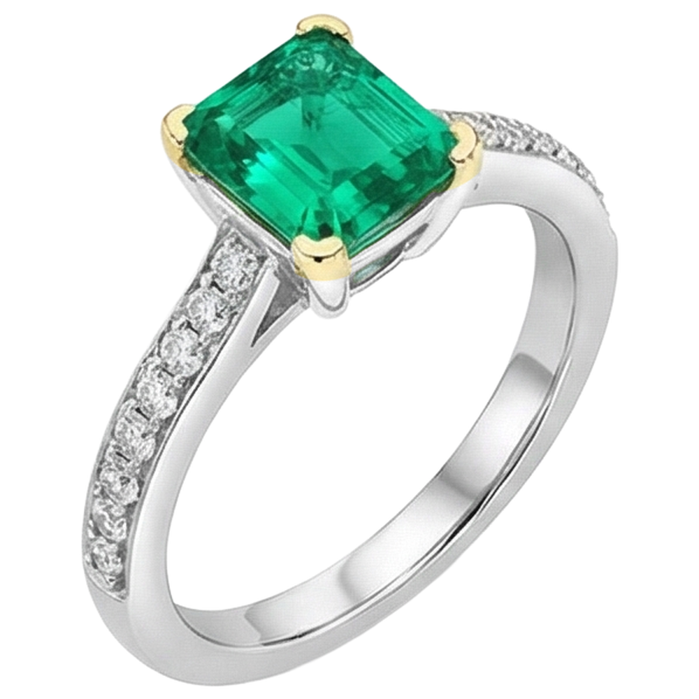 Glänzender Farbstein-Ring 2 Karat – Seitenansicht
