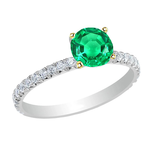 Edler Smaragd Farbstein-Ring 2-Karat 14 Karat Zweifarbig Gold – Hauptansicht