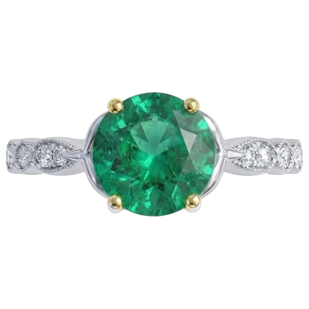 Designer Smaragd Schmuckstein-Ring 3 Karat – Schrägansicht