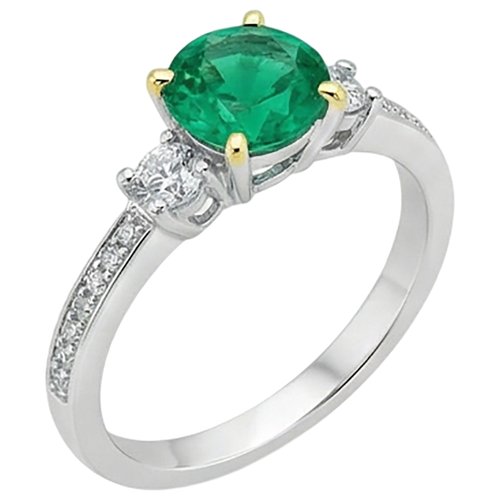 Designer Kolumbianischer Smaragd Edelstein-Ring 2 Karat – Schrägansicht
