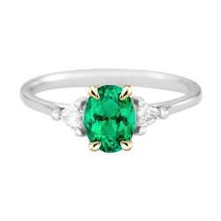 Edler Edler Smaragd Farbstein-Ring 2 Karat – 14 Karat Zweifarbig