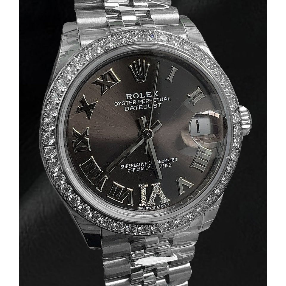 Rolex Massives Platin mit Edler Diamant – Frontansicht