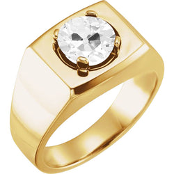 Antik-Kissen-Schliff Männer-Ring – Diamant 2 Karat 10K Yellow