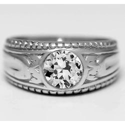 Edler Diamant Herrenring – Old Mine Cut 2 Karat 10K White Gold