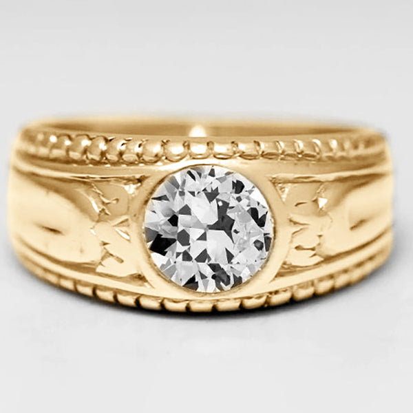 Handgemachter Edler Diamant Herrenring 2 Karat – Frontansicht